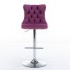 Swivel Velvet Barstools Adjusatble Seat Height from 25-33 Inch, Chrome base Bar Stools with Backs Comfortable Tufted for Home Pub and Kitchen Island