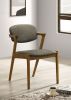 2pc Set Mid-century modern Z-chair Richly toned fabric upholstery Solid hardwood frame Dining Room Kitchen Furniture Brown Dark Walnut Finish