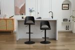 Bar Stools Set of 2 Modern Black PU Counter Height Barstool, High Padded Swivel Adjustable Barstools with Back for Bar Counter and Kitchen Island
