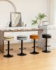 Round Storage Bar Stool Set of 2, Khaki Faux Leather Height Adjustable Barstool, 360Â°Counter Height Swivel Stool