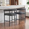 Modern Upholstered Bar Stools Set of 2, Boucle Fabric Counter Height Chairs with Metal Frame & Armrests, Kitchen Island Bar Chairs for Home