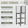 Outdoor Kitchen Island with Storage, Aluminum Kitchen Storage Island Outdoor Prep Table with Double Storage Rack