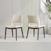 Modern minimalist white PU leather Dining Chairs Set of 2, comfortable backrest design, metal leg support, suitable for restaurants, kitchens