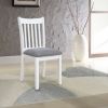 AGODY Dining Room Furniture White Finish Set of 2 Seating Chairs Cushion with Grey Color Seats Wooden Back Kitchen Breakfast Chairs, Dining Chair