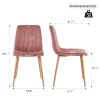 Indoor pink velvet dining chair, modern kitchen dining chair with backrest, upholstered side chair with hot transfer metal legs