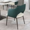 Dining Chairs Set of 2, Modern Faux Leather Dining Metal Legs for Living Kitchen Dining Room Green(set of 2)