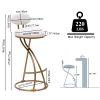 Bar Stools Set of 2 S-shaped Gold Barstools with Backrest Floral Print Upholstered Dining Chairs Counter Height Stool for Kitchen Island (Gold & White