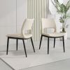 Modern minimalist white PU leather Dining Chairs Set of 2, comfortable backrest design, metal leg support, suitable for restaurants, kitchens