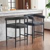 Modern Upholstered Bar Stools Set of 2, Boucle Fabric Counter Height Chairs with Metal Frame & Armrests, Kitchen Island Bar Chairs for Home