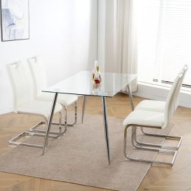 Modern Dining Chairs with Faux Leather Padded Seat Dining Living Room Chairs Upholstered Chair with Chrome Metal Legs Design for Kitchen, Living (Color: as Pic)