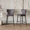 28inch Counter Height Bar Stools Set of 2, Modern Bar Upholstered Chairs with PU Leather, Metal Footrest and Frame for Kitchen Island, Bar Table