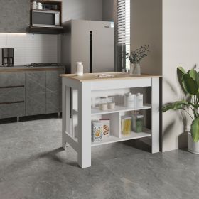 Cortes Kitchen Island 2-Tier Shelf 40" Width and large Work Top (Color: as Pic)