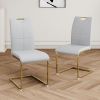 Modern Dining Chairs with Faux Leather Padded Seat Dining Living Room Chairs Upholstered Chair with gold Metal Legs Design for Kitchen, Living