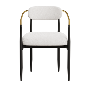 dining chairs set of 2 white , medieval modern dining chairs, teddy velvet chairs with metal legs, kitchen (Color: as Pic)