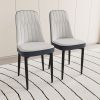 A set of 4 or 2 dining chair, modern style chair made of high-quality PU Leather fabric with thick soft cushions, black metal leg kitchen chair