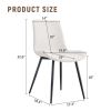 White artificial leather backrest cushion dining chair, black metal legs, curved widened cushion design for more comfort, suitable for restaurants