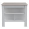Brooklyn Antibacterial Surface Kitchen Island, Three Concealed Shelves