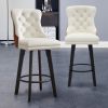 Modern Swivel Bar Stools Velvet Barstools Button Tufted Bar Stools Rivet Trim Bar Stools for Kitchen Island,Bistro